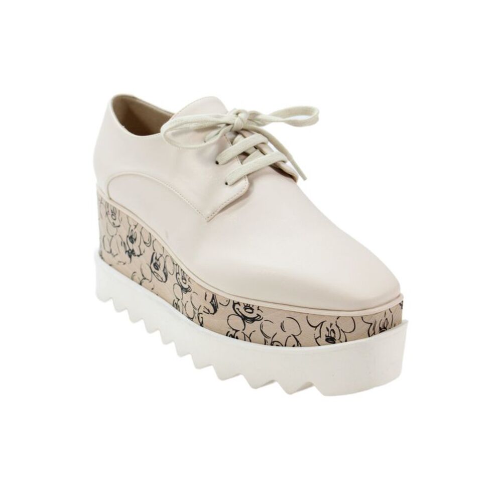 Stella McCartney Women's Pointed Toe Lace-Up Sneakers Beige Size 36